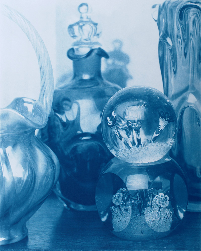 glass cyanotype photograph